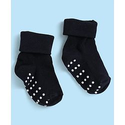 Cute Walk by Babyhug Knit Antibacterial Ankle Length Anti Skid Socks With Stripes Pack Of 3 - Black & White