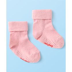 Cute Walk by Babyhug Knit Ankle Length Anti Bacterial Anti Skid Socks with Nautical Design Pack of 3 - Black Pink & White