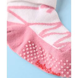 Cute Walk by Babyhug Knit Ankle Length Anti Bacterial Anti Skid Socks with Nautical Design Pack of 3 - Black Pink & White