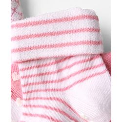 Cute Walk by Babyhug Ankle Length Anti Bacterial Anti Skid Socks with Stripes Pack of 3 - Pink & White