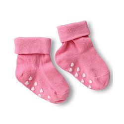 Cute Walk by Babyhug Ankle Length Anti Bacterial Anti Skid Socks with Stripes Pack of 3 - Pink & White