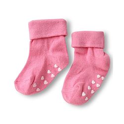 Cute Walk by Babyhug Ankle Length Anti Bacterial Anti Skid Socks with Stripes Pack of 3 - Pink & White