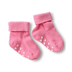 Cute Walk by Babyhug Ankle Length Anti Bacterial Anti Skid Socks with Stripes Pack of 3 - Pink & White
