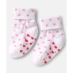 Cute Walk by Babyhug Ankle Length Anti Bacterial Anti Skid Socks with Heart Deign & Stripes Pack of 3 - Grey & White