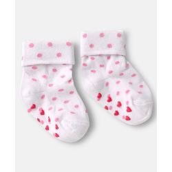 Cute Walk by Babyhug Ankle Length Anti Bacterial Anti Skid Socks with Heart Deign & Stripes Pack of 3 - Grey & White