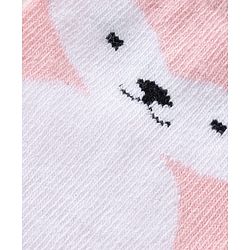 Cute Walk by Babyhug Knit Ankle Length Anti Bacterial Anti Skid Socks with Animal Design Pack of 3 - Grey Pink & Cream
