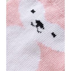 Cute Walk by Babyhug Knit Ankle Length Anti Bacterial Anti Skid Socks with Animal Design Pack of 3 - Grey Pink & Cream