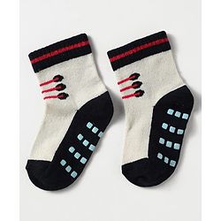 Cute Walk by Babyhug Knit Antibacterial Ankle Length Anti Skid Socks With Shoes Design Pack Of 3 - Red White & Cream
