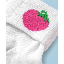 Cute Walk by Babyhug Knit Antibacterial Ankle Length Anti Skid Socks With Polka Dots & Tropical Theme Design Pack Of 3 - White & Red