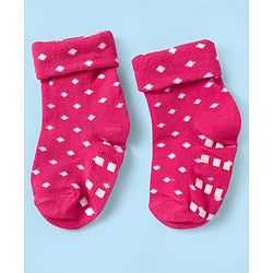 Cute Walk by Babyhug Knit Antibacterial Ankle Length Anti Skid Socks With Polka Dots & Tropical Theme Design Pack Of 3 - White & Red