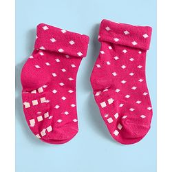 Cute Walk by Babyhug Knit Antibacterial Ankle Length Anti Skid Socks With Polka Dots & Tropical Theme Design Pack Of 3 - White & Red