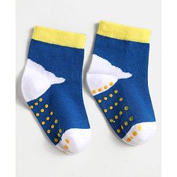 Cute Walk by Babyhug Knit Antibacterial Ankle Length Anti Skid Socks With Sun Design Pack Of 3 - Red Blue & Light Blue