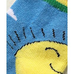 Cute Walk by Babyhug Knit Antibacterial Ankle Length Anti Skid Socks With Sun Design Pack Of 3 - Red Blue & Light Blue