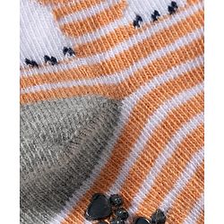 Cute Walk by Babyhug Knit Ankle Length Anti Bacterial Anti Skid Socks with Animal Design Pack of 3 - Grey Light Blue & Cream