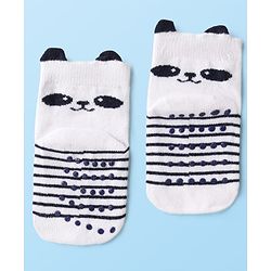 Cute Walk by Babyhug Knit Ankle Length Anti Bacterial Anti Skid Socks with Polka Dot Design & Stripes Pack of 3 - Yellow Mint & White