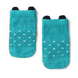Cute Walk by Babyhug Knit Ankle Length Anti Bacterial Anti Skid Socks with Polka Dot Design & Stripes Pack of 3 - Yellow Mint & White