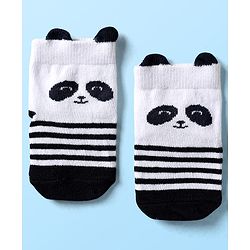 Cute Walk By Babyhug Cotton Knit Ankle Length Anti Bacterial Anti Skid Socks With Animal Print Pack Of 3 - Multi Colour