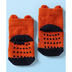 Cute Walk By Babyhug Cotton Knit Ankle Length Anti Bacterial Anti Skid Socks With Animal Print Pack Of 3 - Multi Colour