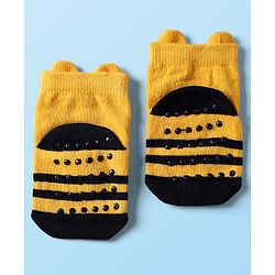 Cute Walk By Babyhug Cotton Knit Ankle Length Anti Bacterial Anti Skid Socks With Animal Print Pack Of 3 - Multi Colour