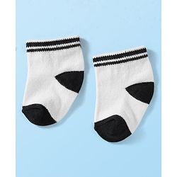 Cute Walk by Babyhug Knit Ankle Length Anti Bacterial Socks with Stripes & Football Design Pack of 5 - Navy Blue & White