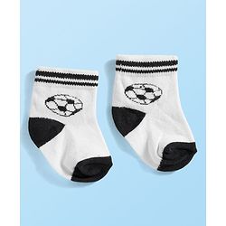 Cute Walk by Babyhug Knit Ankle Length Anti Bacterial Socks with Stripes & Football Design Pack of 5 - Navy Blue & White