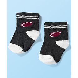 Cute Walk by Babyhug Knit Ankle Length Anti Bacterial Socks with Stripes & Football Design Pack of 5 - Navy Blue & White