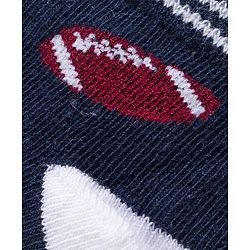 Cute Walk by Babyhug Knit Ankle Length Anti Bacterial Socks with Stripes & Football Design Pack of 5 - Navy Blue & White