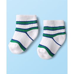 Cute Walk by Babyhug Knit Ankle Length Anti Bacterial Socks with Star Design & Stripes Pack of 3 - White