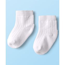 Cute Walk by Babyhug Knit Ankle Length Anti Bacterial Socks with Star Design & Stripes Pack of 3 - White