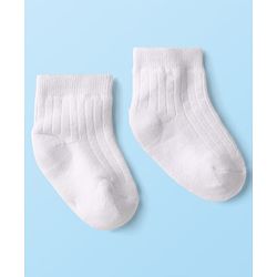 Cute Walk by Babyhug Knit Ankle Length Anti Bacterial Socks with Star Design & Stripes Pack of 3 - White
