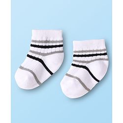 Cute Walk By Babyhug Cotton Knit Ankle Length Anti Bacterial Socks With Design Pack Of 3 - Multi Colour