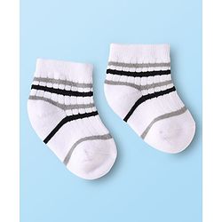 Cute Walk By Babyhug Cotton Knit Ankle Length Anti Bacterial Socks With Design Pack Of 3 - Multi Colour