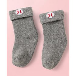 Cute Walk By Babyhug Knit Ankle Length Antibacterial Socks with Stripe Design Pack of 3 - Grey & Blue