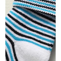 Cute Walk By Babyhug Knit Ankle Length Antibacterial Socks with Stripe Design Pack of 3 - Grey & Blue