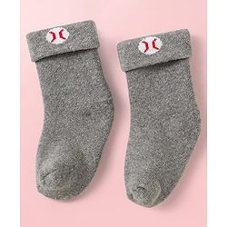 Cute Walk By Babyhug Knit Ankle Length Antibacterial Socks with Stripe Design Pack of 3 - Grey & Blue