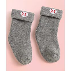 Cute Walk By Babyhug Knit Ankle Length Antibacterial Socks with Stripe Design Pack of 3 - Grey & Blue