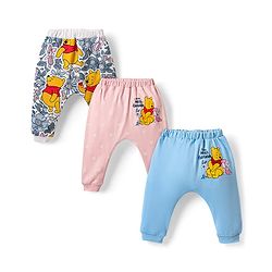 Babyhug Disney Interlock Knit Full Length Diaper Leggings with Winnie the Pooh Graphics Pack of 3 - Multicolor