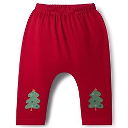 Babyhug 100% Cotton Knit Full Sleeves Christmas Printed Onesie with Leggings & Cap - Red