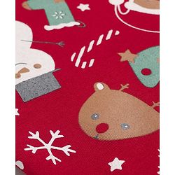 Babyhug 100% Cotton Knit Full Sleeves Christmas Printed Onesie with Leggings & Cap - Red