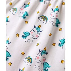 Babyhug Cotton Knit Full Length Diaper Leggings With Stripes & Unicorn Print Pack Of 3 - Light Blue & White