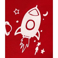 Babyhug Cotton Interlock Knit Full Length Diaper Leggings with Space Theme Print & Stripe Design Pack of 3 - Red & Blue