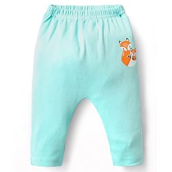 Babyhug Cotton Interlock Knit Full Length Diaper Leggings with Heart Floral & Fox Print Pack of 3 - Navy Blue Light Blue & Yellow