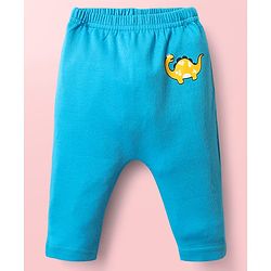Babyhug Cotton Interlock Knit Full Length Diaper Leggings with Stripe Design & Dino Print Pack of 3 - White Yellow & Blue