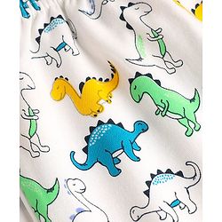 Babyhug Cotton Interlock Knit Full Length Diaper Leggings with Stripe Design & Dino Print Pack of 3 - White Yellow & Blue