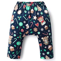 Babyhug Cotton Interlock Knit Full Length Diaper Leggings with Christmas Theme Print Pack of 3 - Red Light Blue & Navy Blue