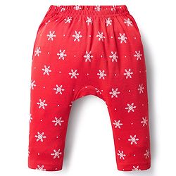 Babyhug Cotton Interlock Knit Full Length Diaper Leggings with Christmas Theme Print Pack of 3 - Red Light Blue & Navy Blue