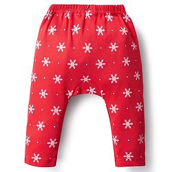 Babyhug Cotton Interlock Knit Full Length Diaper Leggings with Christmas Theme Print Pack of 3 - Red Light Blue & Navy Blue