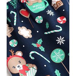 Babyhug Cotton Interlock Knit Full Length Diaper Leggings with Christmas Theme Print Pack of 3 - Red Light Blue & Navy Blue