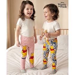 Babyhug Disney Lycra Knit Full Length Leggings with Winnie The Pooh Graphics Pack of 2 - Multicolor