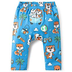 Babyhug Cotton Knit Full Length Diaper Leggings With Stripes & Animal Print Pack Of 3 - Orange Blue & Light Blue